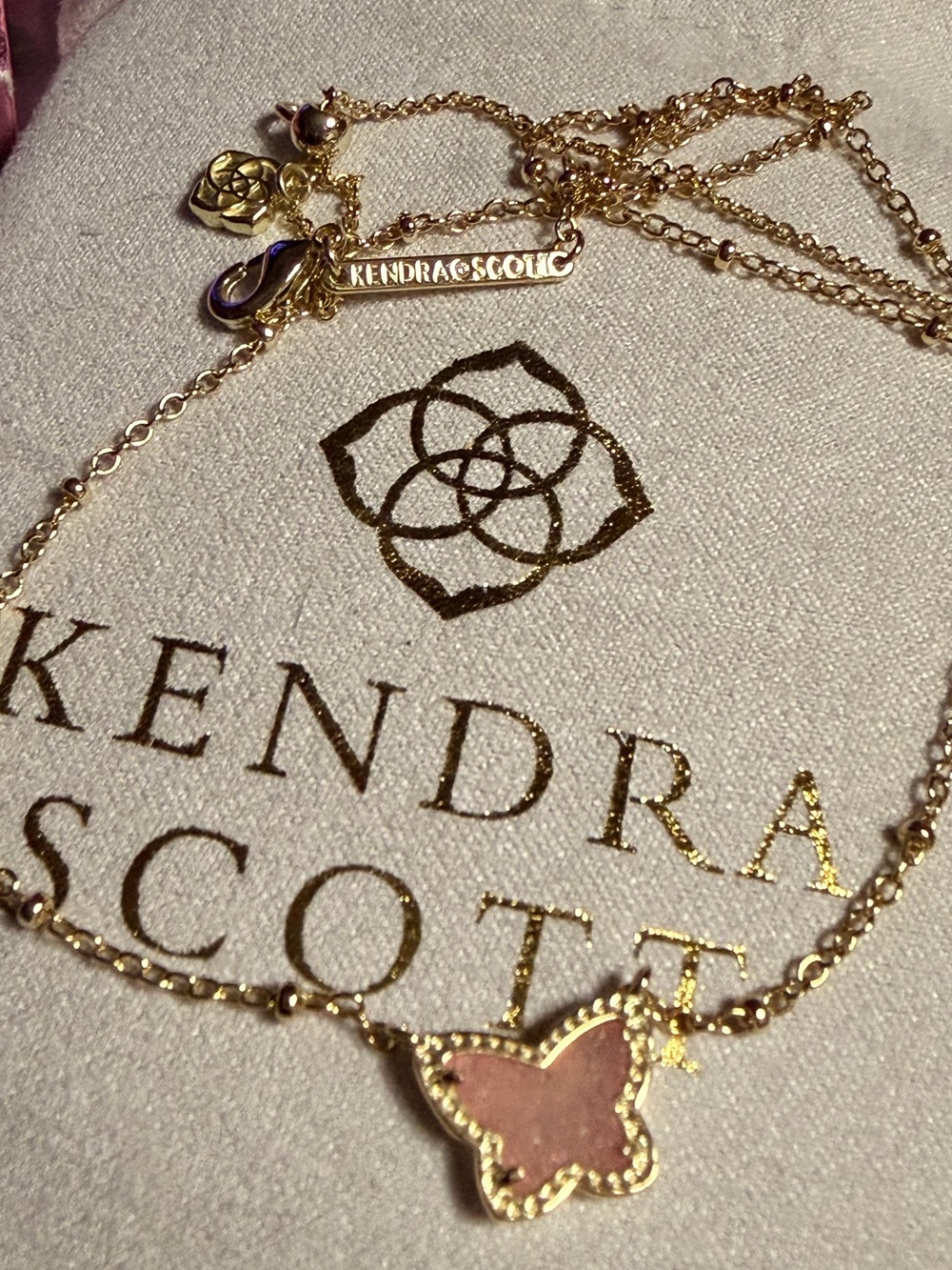 Kendra Scott Lillia Pink Butterfly Pendant